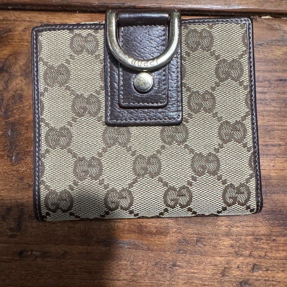 Gucci Beige and Dark Brown Monogram Wallet